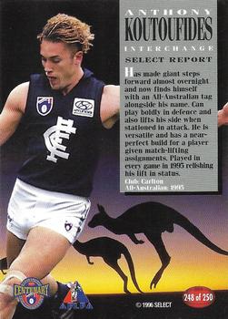 1996 Select AFL #248 Anthony Koutoufides Back